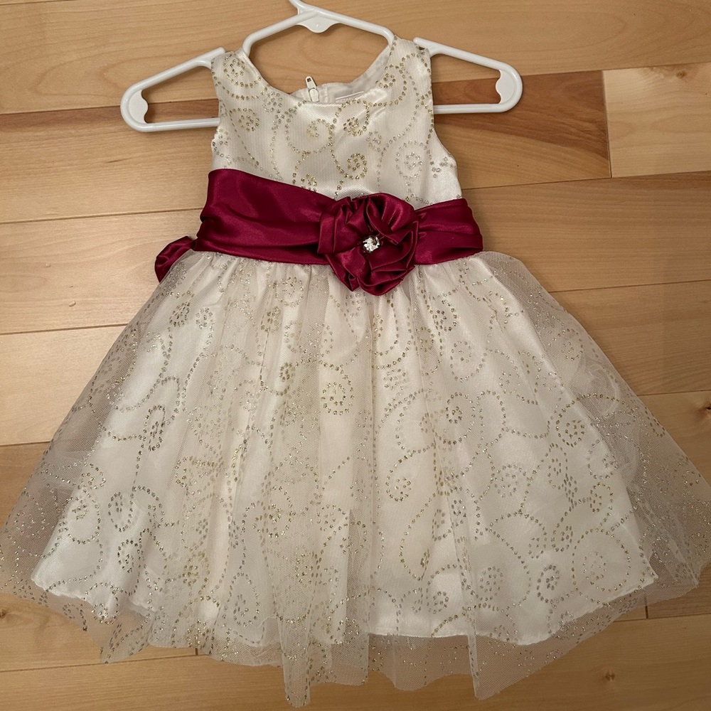 Elegant White and Pink Infant Dress - 9-12M